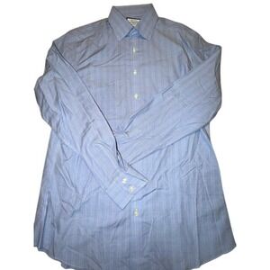 Charles Tyrwhitt Slim Fit Non-Iron Plaid Dress Shirt Blue Yellow 16/38in Mens